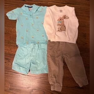 Gymboree Aqua and White Kids Matching Set